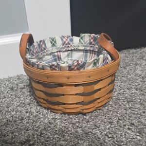 Longenberger Button Basket with Leather Handles